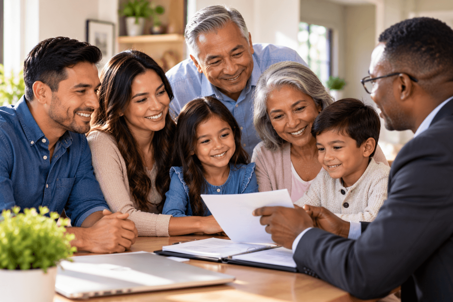Family discussing final expense planning with care